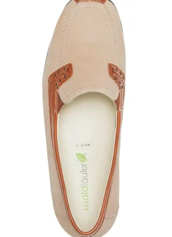 Discount WALDLÄUFER Waldläufer, bequeme Damen-Slipper, Weite H, mit herausnehmbarem Fußbett BEIGE-COGNAC