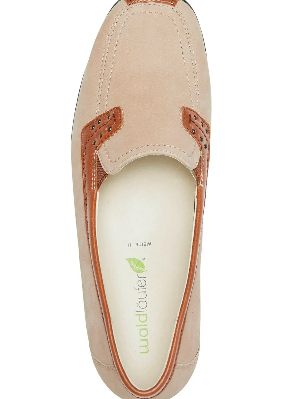 Discount WALDLÄUFER Waldläufer, bequeme Damen-Slipper, Weite H, mit herausnehmbarem Fußbett BEIGE-COGNAC