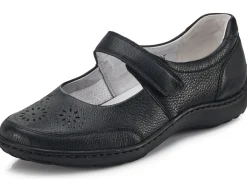 Outlet WALDLÄUFER Waldläufer, bequeme Damen-Slipper, Weite H, mit herausnehmbarem Fußbett SCHWARZ