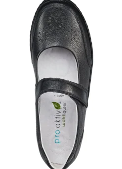 Outlet WALDLÄUFER Waldläufer, bequeme Damen-Slipper, Weite H, mit herausnehmbarem Fußbett SCHWARZ