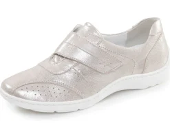 Online WALDLÄUFER Waldläufer, bequeme Damen-Slipper, Weite H, mit herausnehmbarem Fußbett CHAMPAGNER