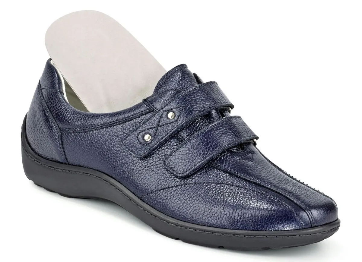 Sale WALDLÄUFER Waldläufer, bequeme Damen-Slipper, Weite H, mit herausnehmbarem Fußbett DUNKELBLAU