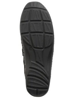 Outlet WALDLÄUFER Waldläufer, bequeme Damen-Slipper, Weite H, mit herausnehmbarem Fußbett SCHWARZ-BUNT