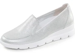 Discount WALDLÄUFER Waldläufer, bequeme Damen-Slipper, Weite H, mit herausnehmbarem Fußbett SILBER