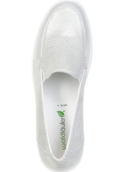 Discount WALDLÄUFER Waldläufer, bequeme Damen-Slipper, Weite H, mit herausnehmbarem Fußbett SILBER