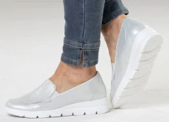 Discount WALDLÄUFER Waldläufer, bequeme Damen-Slipper, Weite H, mit herausnehmbarem Fußbett SILBER