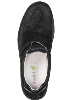 Outlet WALDLÄUFER Waldläufer, bequeme Damen-Slipper, Weite K, mit herausnehmbarem Fußbett SCHWARZ