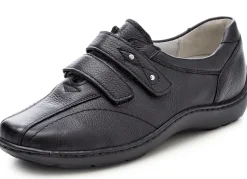 WALDLÄUFER Waldläufer, bequeme Damen-Slipper, Weite H, mit herausnehmbarem Fußbett SCHWARZ