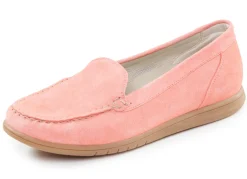 Clearance WALDLÄUFER Waldläufer, bequeme Damen-Slipper, Weite H, mit herausnehmbarem Fußbett PFIRSICH