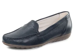 BADER Waldläufer, bequeme Damen-Slipper, Weite H, mit herausnehmbarem Fußbett MARINE