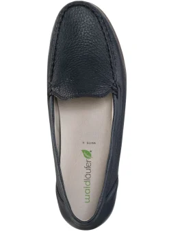BADER Waldläufer, bequeme Damen-Slipper, Weite H, mit herausnehmbarem Fußbett MARINE