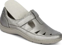 Sale WALDLÄUFER Waldläufer, bequeme Damen-Slipper, Weite H, mit herausnehmbarem Fußbett SILBERGRAU