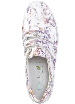 New WALDLÄUFER Waldläufer, bequeme Damen-Slipper, Weite H, mit herausnehmbarem Fußbett WEISS-BUNT