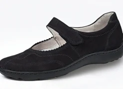 Discount WALDLÄUFER Waldläufer, bequeme Damen-Slipper, Weite H, mit herausnehmbarem Fußbett SCHWARZ