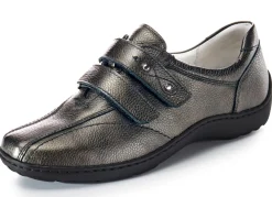 WALDLÄUFER Waldläufer, bequeme Damen-Slipper, Weite H, mit herausnehmbarem Fußbett ALTSILBER