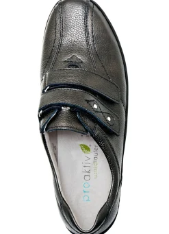 WALDLÄUFER Waldläufer, bequeme Damen-Slipper, Weite H, mit herausnehmbarem Fußbett ALTSILBER