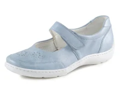 New WALDLÄUFER Waldläufer, bequeme Damen-Slipper, Weite H, mit herausnehmbarem Fußbett BLEU