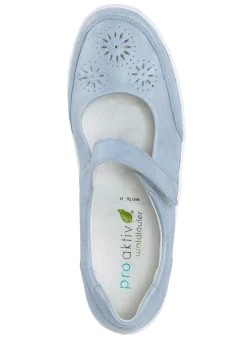 New WALDLÄUFER Waldläufer, bequeme Damen-Slipper, Weite H, mit herausnehmbarem Fußbett BLEU