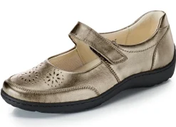 New WALDLÄUFER Waldläufer, bequeme Damen-Slipper, Weite H, mit herausnehmbarem Fußbett BRONZE