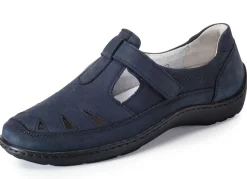 Online WALDLÄUFER Waldläufer, bequeme Damen-Slipper, Weite H, mit herausnehmbarem Fußbett MARINE