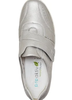 Sale WALDLÄUFER Waldläufer, bequeme Damen-Slipper, Weite H, mit herausnehmbarem Fußbett MATTSILBER