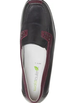 WALDLÄUFER Waldläufer, bequeme Damen-Slipper, Weite H, mit herausnehmbarem Fußbett SCHWARZ-BURGUND