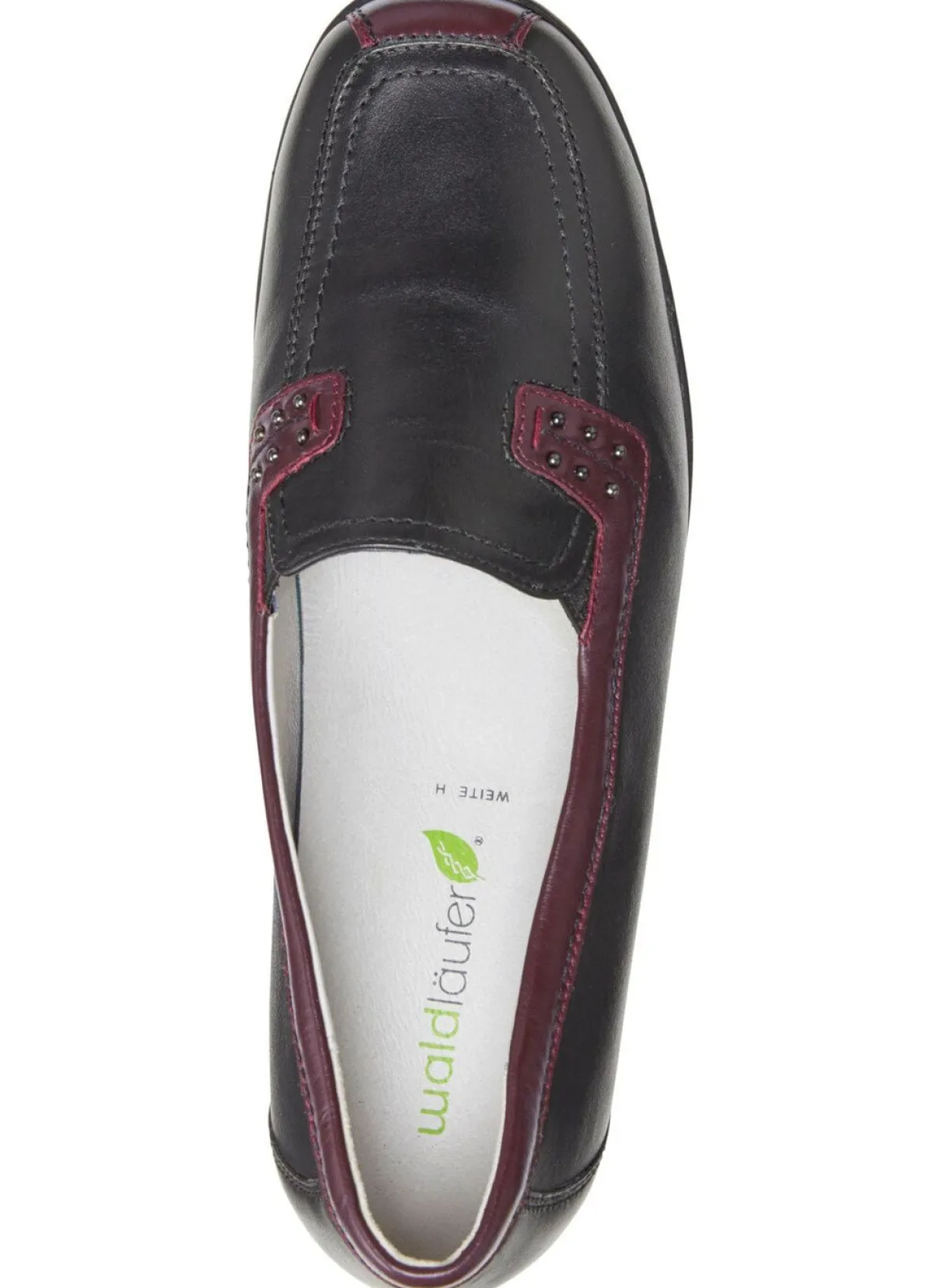 WALDLÄUFER Waldläufer, bequeme Damen-Slipper, Weite H, mit herausnehmbarem Fußbett SCHWARZ-BURGUND