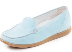 WALDLÄUFER Waldläufer, bequeme Damen-Slipper, Weite H, mit herausnehmbarem Fußbett BLEU