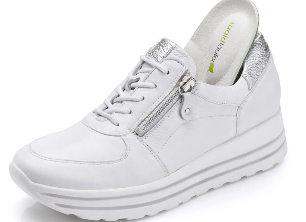 Sale mydeer Waldläufer, bequeme Damen-Sneaker, Weite H, mit herausnehmbarem Fußbett WEISS