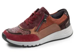 Best WALDLÄUFER Waldläufer, bequeme Damen-Sneaker, Weite H, mit herausnehmbarem Fußbett BORDEAUX-BUNT