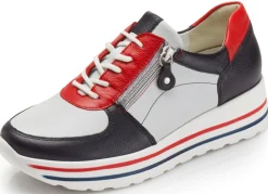 Outlet WALDLÄUFER Waldläufer, bequeme Damen-Sneaker, Weite H, mit herausnehmbarem Fußbett BLAU-WEISS-ROT