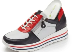 Outlet WALDLÄUFER Waldläufer, bequeme Damen-Sneaker, Weite H, mit herausnehmbarem Fußbett BLAU-WEISS-ROT