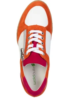 Clearance WALDLÄUFER Waldläufer, bequeme Damen-Sneaker, Weite H, mit herausnehmbarem Fußbett ORANGE-WEISS-PINK