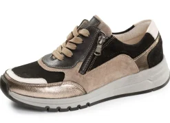 Clearance WALDLÄUFER Waldläufer, bequeme Damen-Sneaker, Weite H, mit herausnehmbarem Fußbett TAUPE-BUNT
