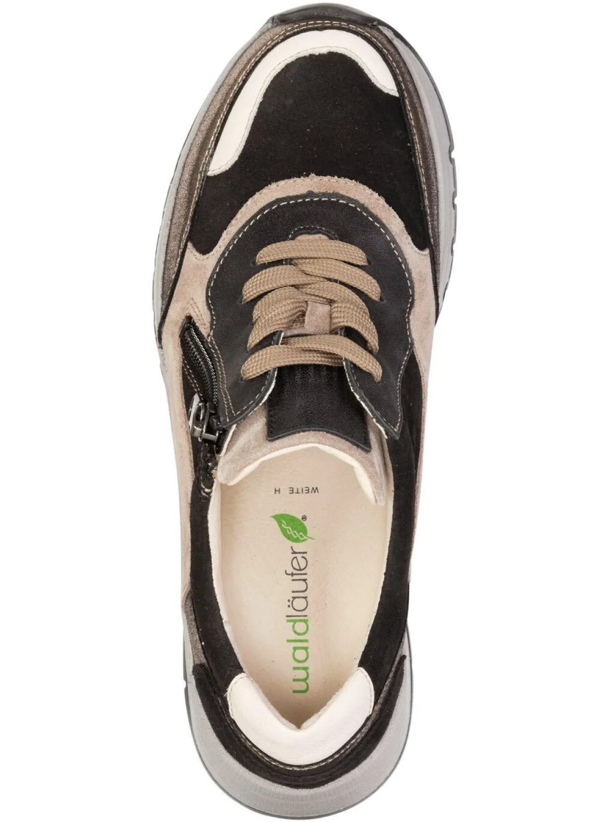 Clearance WALDLÄUFER Waldläufer, bequeme Damen-Sneaker, Weite H, mit herausnehmbarem Fußbett TAUPE-BUNT