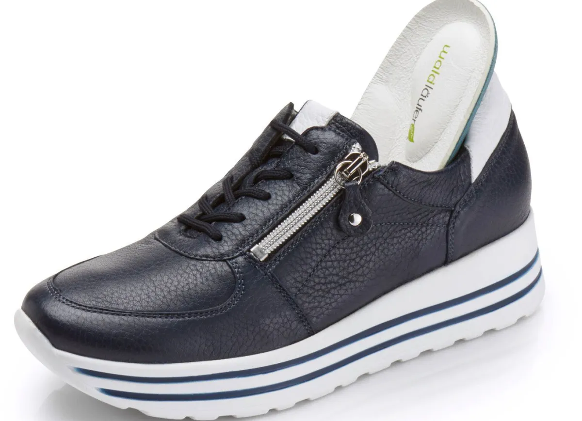 Sale mydeer Waldläufer, bequeme Damen-Sneaker, Weite H, mit herausnehmbarem Fußbett MARINE