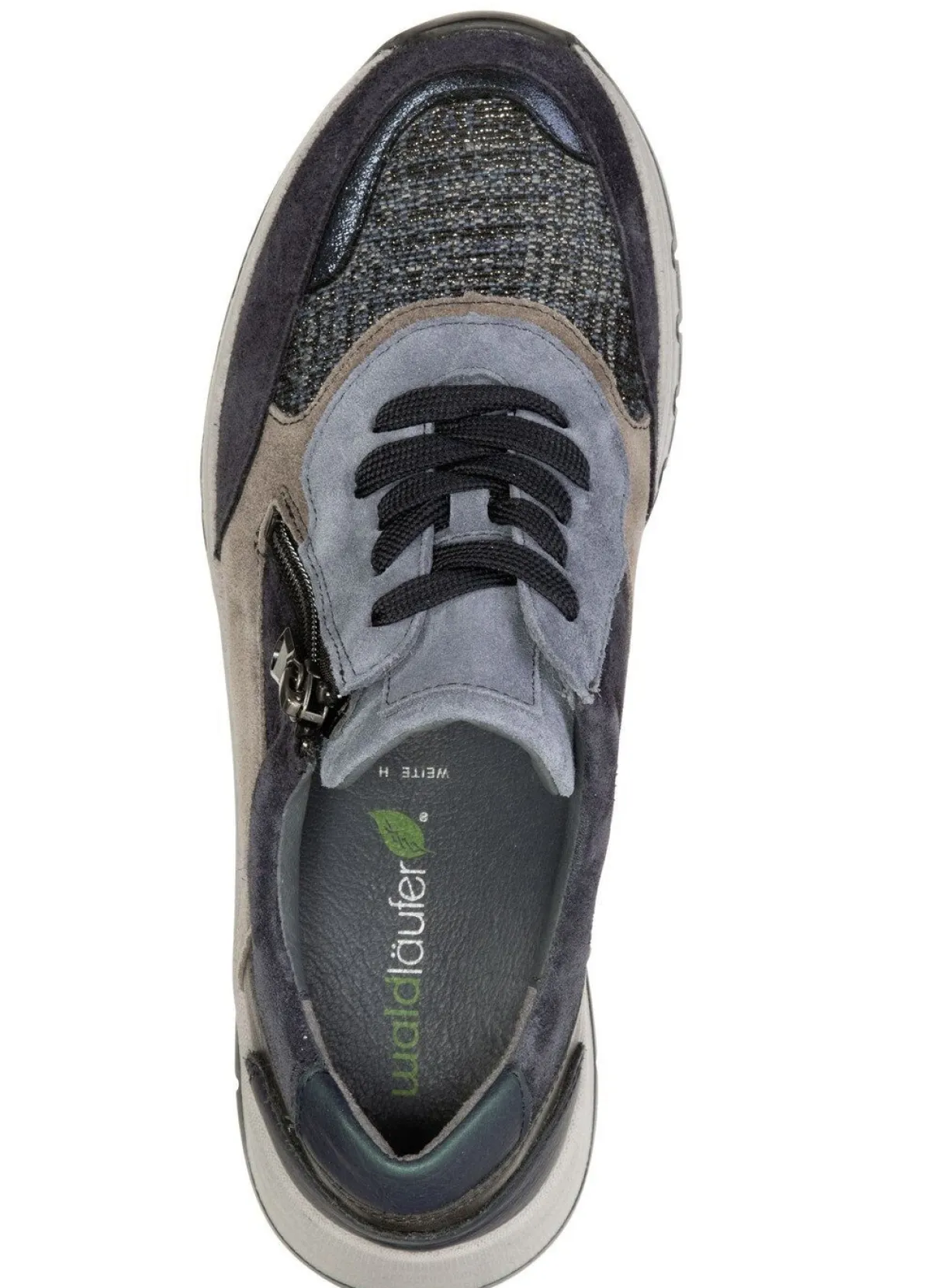 Sale WALDLÄUFER Waldläufer, bequeme Damen-Sneaker, Weite H, mit herausnehmbarem Fußbett MARINE-GRAFIT