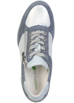 Clearance WALDLÄUFER Waldläufer, bequeme Damen-Sneaker, Weite H, mit herausnehmbarem Fußbett JEANSBLAU-SILBER