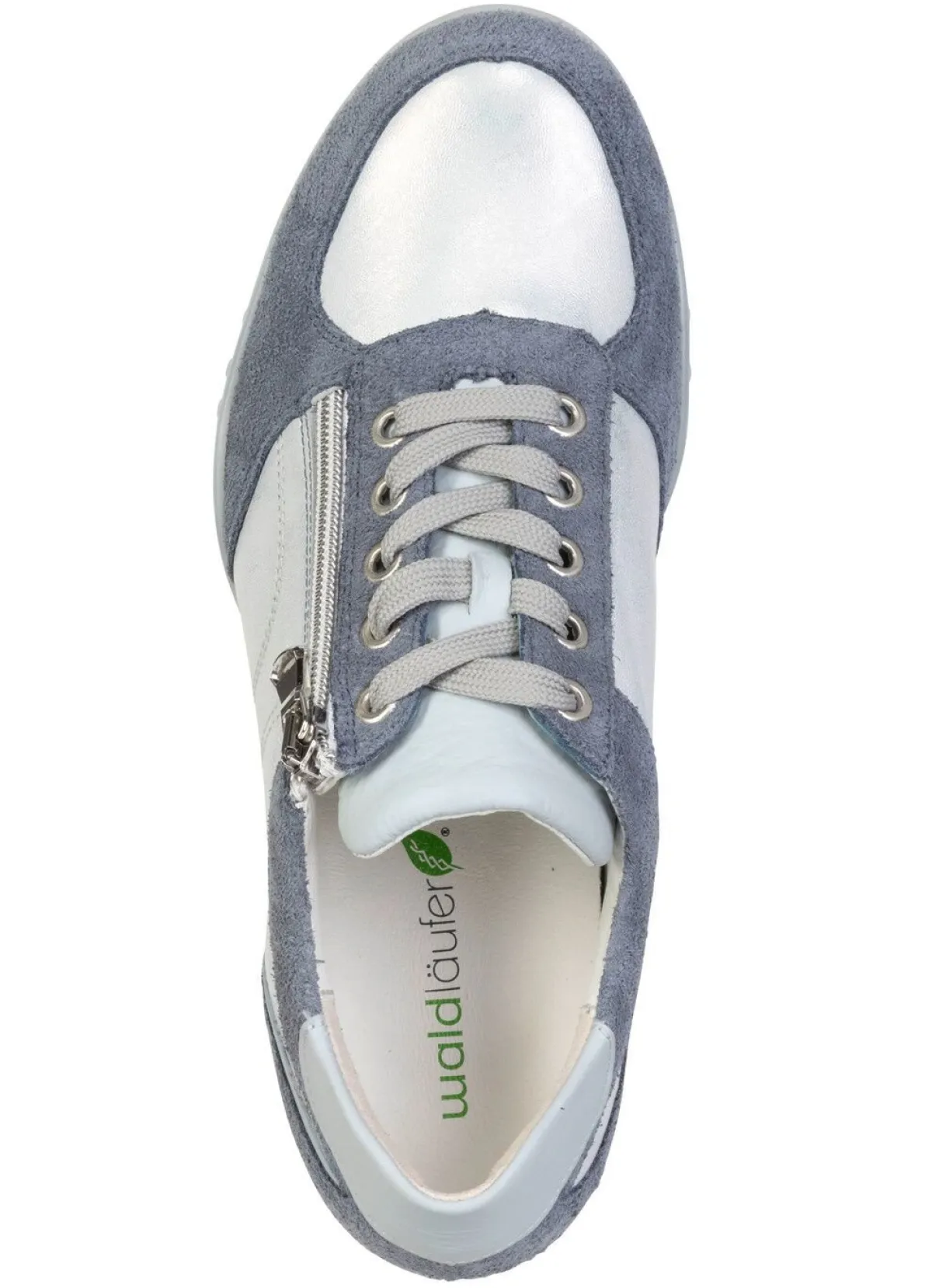 Clearance WALDLÄUFER Waldläufer, bequeme Damen-Sneaker, Weite H, mit herausnehmbarem Fußbett JEANSBLAU-SILBER