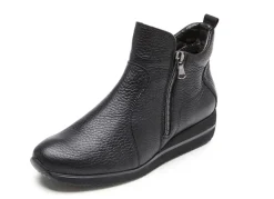 Hot WALDLÄUFER Waldläufer, bequeme Damen-Stiefeletten, Weite H, aus Hirschleder SCHWARZ