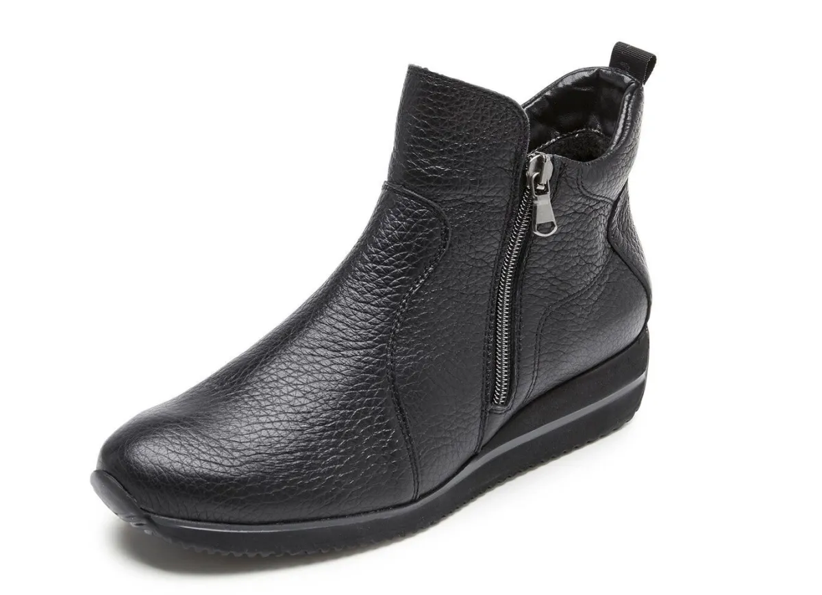 Hot WALDLÄUFER Waldläufer, bequeme Damen-Stiefeletten, Weite H, aus Hirschleder SCHWARZ