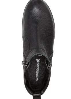 Hot WALDLÄUFER Waldläufer, bequeme Damen-Stiefeletten, Weite H, aus Hirschleder SCHWARZ