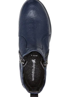 Hot WALDLÄUFER Waldläufer, bequeme Damen-Stiefeletten, Weite H, aus Hirschleder MARINE