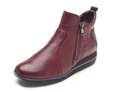 Clearance WALDLÄUFER Waldläufer, bequeme Damen-Stiefeletten, Weite H, aus Hirschleder BURGUND