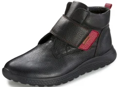 Outlet WALDLÄUFER Waldläufer, bequeme Damen-Stiefeletten, Weite H, mit herausnehmbarem Fußbett SCHWARZ-ROT