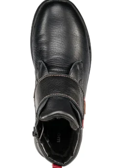 Outlet WALDLÄUFER Waldläufer, bequeme Damen-Stiefeletten, Weite H, mit herausnehmbarem Fußbett SCHWARZ-ROT