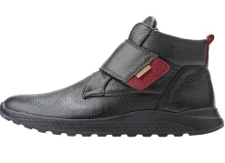 Outlet WALDLÄUFER Waldläufer, bequeme Damen-Stiefeletten, Weite H, mit herausnehmbarem Fußbett SCHWARZ-ROT