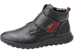 Outlet WALDLÄUFER Waldläufer, bequeme Damen-Stiefeletten, Weite H, mit herausnehmbarem Fußbett SCHWARZ-ROT