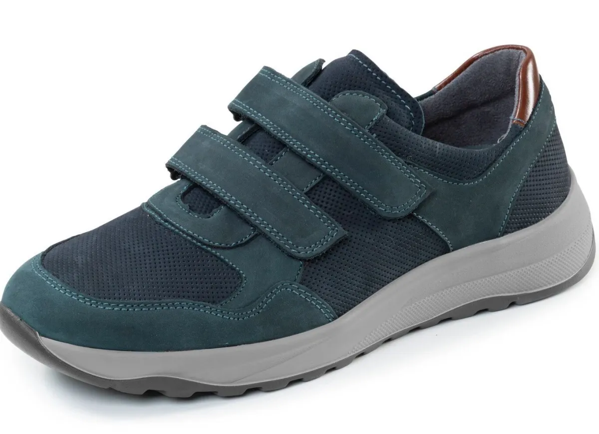 WALDLÄUFER Waldläufer, bequeme Herren-Slipper, Weite K, mit herausnehmbarem Fußbett MARINE