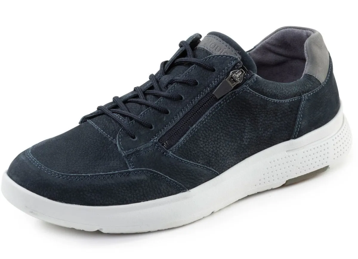 New WALDLÄUFER Waldläufer, bequeme Herren-Sneaker, Weite H, mit herausnehmbarem Fußbett MARINE-GRAU